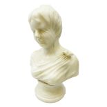 Marble bust of a veiled lady after Cesare Lapini (1848-1895) on socle base,