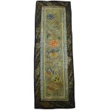 19th century Chinese sleeve panel worked in peking knot & metallic thread with Peonies and objects