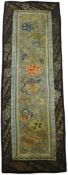 19th century Chinese sleeve panel worked in peking knot & metallic thread with Peonies and objects