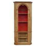 Georgian style pine barrel back corner bookcase,