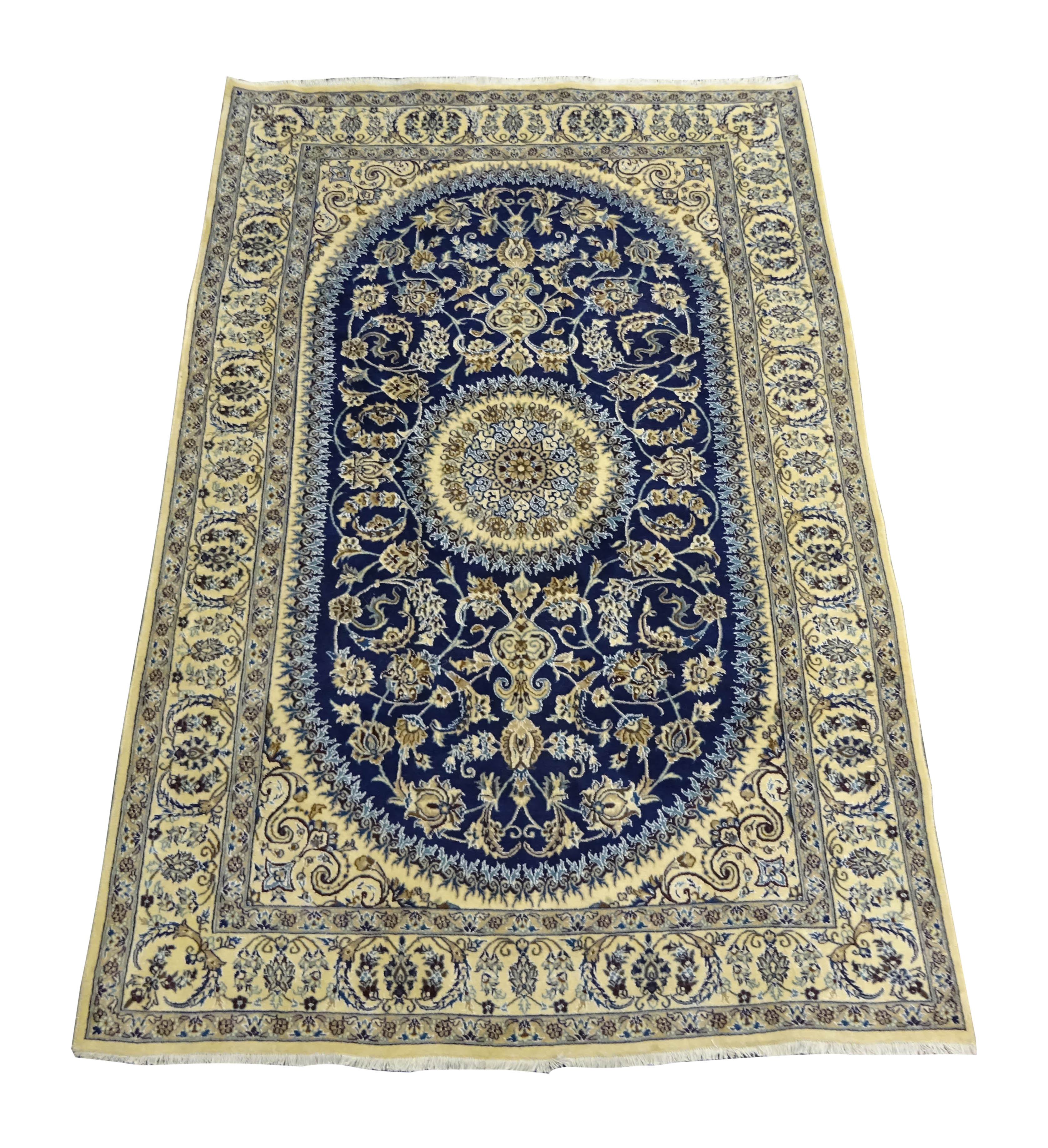 Fine Persian Nain silk and wool ivory rug, - Image 2 of 6