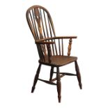 19th century ash and elm high back Windsor armchair,