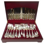 George Butler of Sheffield silver-plated Reeded Fiddle pattern canteen of cutlery,