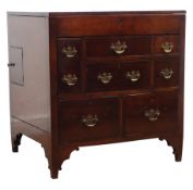 Mid 18th century Gentleman's mahogany washstand, hinged top with fitted interior,