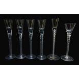 Georgian style wine glass, conical bowl on double opaque twist stem H23cm,