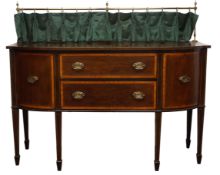 Edwardian satinwood crossbanded mahogany bow breakfront sideboard,