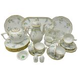 Herend Nyon 'Morning Glory' pattern tea and coffee set comprising coffee pot, teapot,