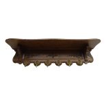 20th century French oak wall hanging coat rack, relief carved with scrolls and acanthus leaves,