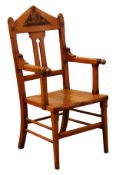 Late 19th century oak Aesthetic period ecclesiastical armchair,