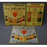 Three 1930's Duckworth's of Manchester Spanish colour hanging advert cards, 43.
