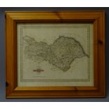 18th century John Cary map of North Riding of Yorkshire dated 1787, hand coloured,