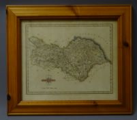 18th century John Cary map of North Riding of Yorkshire dated 1787, hand coloured,