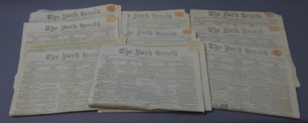 Ten early 19th century copies of The York Herald, complete run Nos.