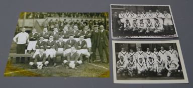 Two photographs of the GB RLFC team 1951, postcard size annotated verso,