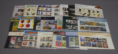 Twenty Royal Mail presentation packs, all 1st class stamps, face value 140 GBP,