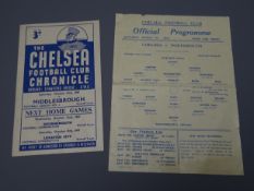 Two 1940s Chelsea Football Club programmes - single sheet Chelsea v Portsmouth 7th March 1942 and