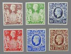 King George VI mint set of six, including 10/- dark blue, S.G.