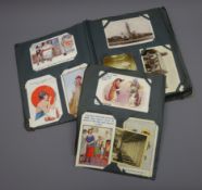 Early 20th century album containing over two hundred Edwardian and later postcards including family