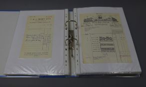 Modern loose leaf album containing large quantity of invoices, receipts,