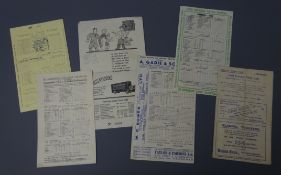 Six 1930s/40s cricket scorecards for Yorkshire v Derbyshire at Hull 13th - 16th May 1933,