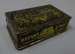 Victorian Bryant & May tin rectangular matchbox, decorated with Chinese figure in an interior, 9.