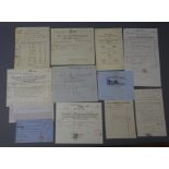 Collection of twelve Victorian and later invoices and other paper ephemera relating to Whitby
