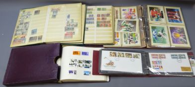 Collection of Great British and World stamps including; three albums of mostly used World stamps,