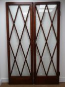 Pair Art Deco style solid mahogany doors, W130cm, H206cm,