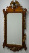 Chippendale style bevel edge wall mirror with eagle pediment, W52cm,