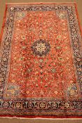 Mahal red ground rug, central medallion with floral field,