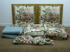 Pair of gilt framed, printed and quilted single headboards (W106cm,