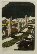 'The Observers', limited edition etching hand coloured No.