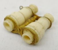 Edwardian bone and gilt metal Stanhope binoculars with views of Barmouth,