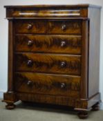 Victorian figured mahogany Scotch chest,