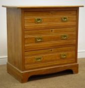 Edwardian walnut chest of three drawers, shaped plinth base, W84cm, H84cm,