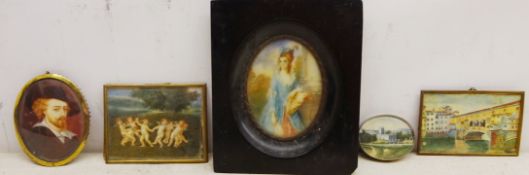 Portrait of a Gentleman and Lady, two early 20th century portrait miniatures on ivory unsigned,