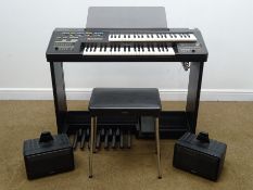 Yamaha Electone ME-50 electric organ on stand inbuilt amplification with pair satellite speakers