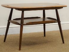 Ercol two tier table coffee table, out splayed tapering supports, W73cm, H45cm,