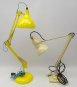 Herbert Terry & Sons cream Anglepoise desk lamp and modern similar style table lamp in bright