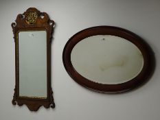 Chippendale style walnut fret work parcel gilt wall mirror, (W50cm,