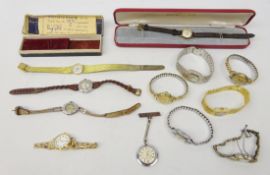 Ladies mechanical wristwatches including Continental marcasite cocktail watch, Rotary, Tissot,