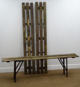 Three folding campaign benches,
