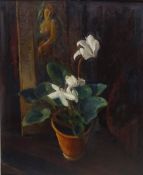 Still Life of Cyclamen and Portrait of a Lady,