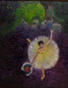 Portrait of the Ballerina Rosita Mauri, 20th century oil on board after Degas unsigned 49.5cm x 39.