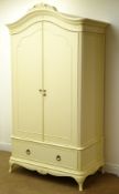 Wallis & Gambier Ivory armoire, arched cresting rail with classical swags,