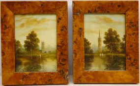 Rural River Scenes, pair of 19th/early 20th century oils on copper unsigned 19cm x 13.