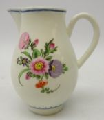 Worcester porcelain sparrow beak jug circa 1770, painted with floral sprays in polychrome enamels,