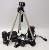 Minolta X-300 camera with 50mm 1:1.7 lens, Vivitar 70-210mm 1:4.