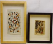 Abstract Shapes, two 20th century watercolour and pastel signed B and dated 1920,