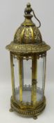 Bronze finish classical eight sided glass lantern with carrying handle, D21cm,